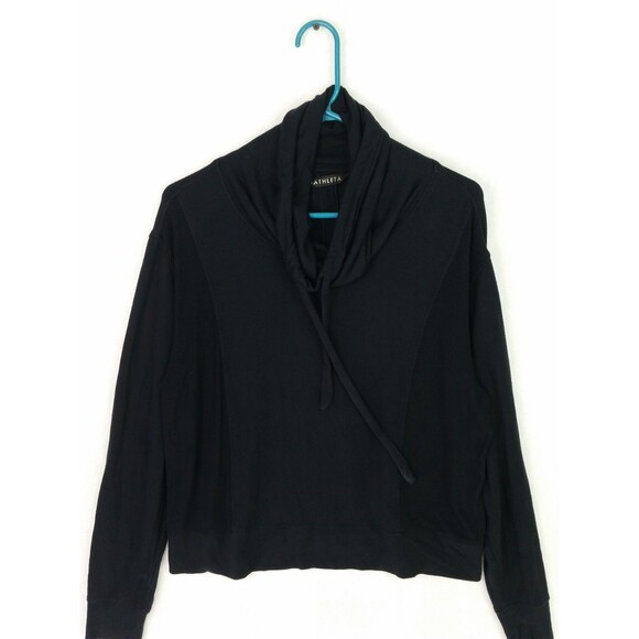 Athleta Sweatshirt Black Coaster Luxe Cowl Neck Pullover Lounge Medium M - Picture 2 of 8